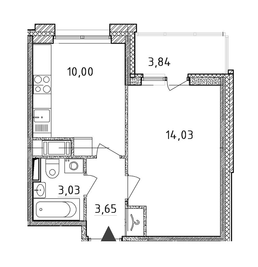 Однокомнатная квартира в : площадь 30.71 м2 , этаж: 2 – купить в Санкт-Петербурге